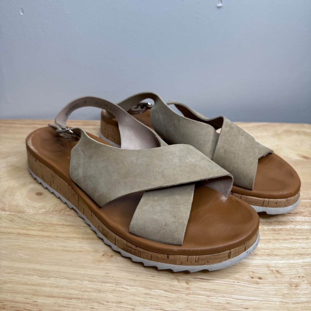 Paul Green Beige Cross-Strap Slingback Platform Sandals